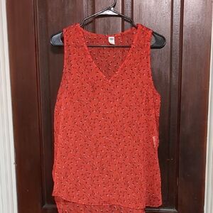 Old Navy Red Patterned Tank Top